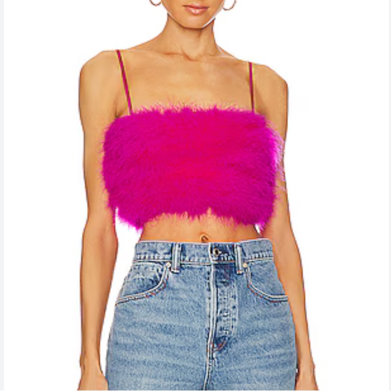 Ow Collection Pixie Feather Crop Top In Neon Pink Revolve Size Medium
